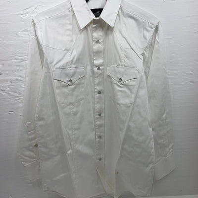New Men’s Western Express White Long Sleeve Pearl Snap Medium B-89