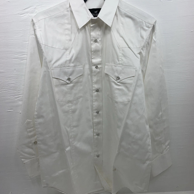 New Men’s Western Express White Long Sleeve Pearl Snap Medium B-89
