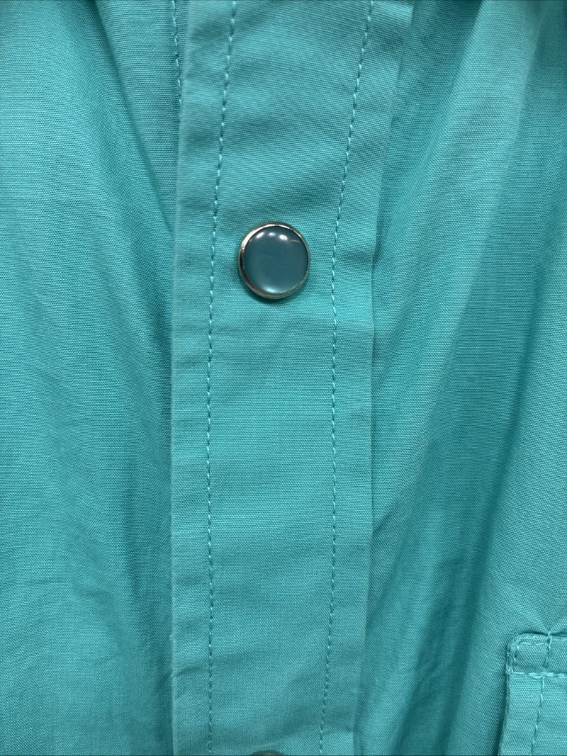 New Men’s White Horse Teal Long Sleeve Pearl Snap XL R-57