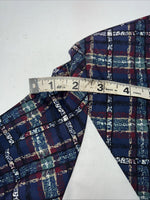 New Women’s Cowboy Threads White Navy Plaid Long Sleeve Button Up M #7906 3C-41
