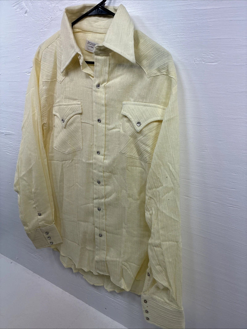New Men’s Stockman Yellow Long Sleeve Pearl Snap 15 X 33 Medium AA-78