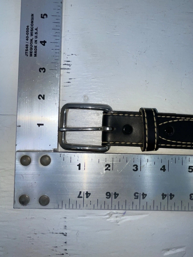 New Black Genuine Leather Stitched 18” Belt #1135 NN-77