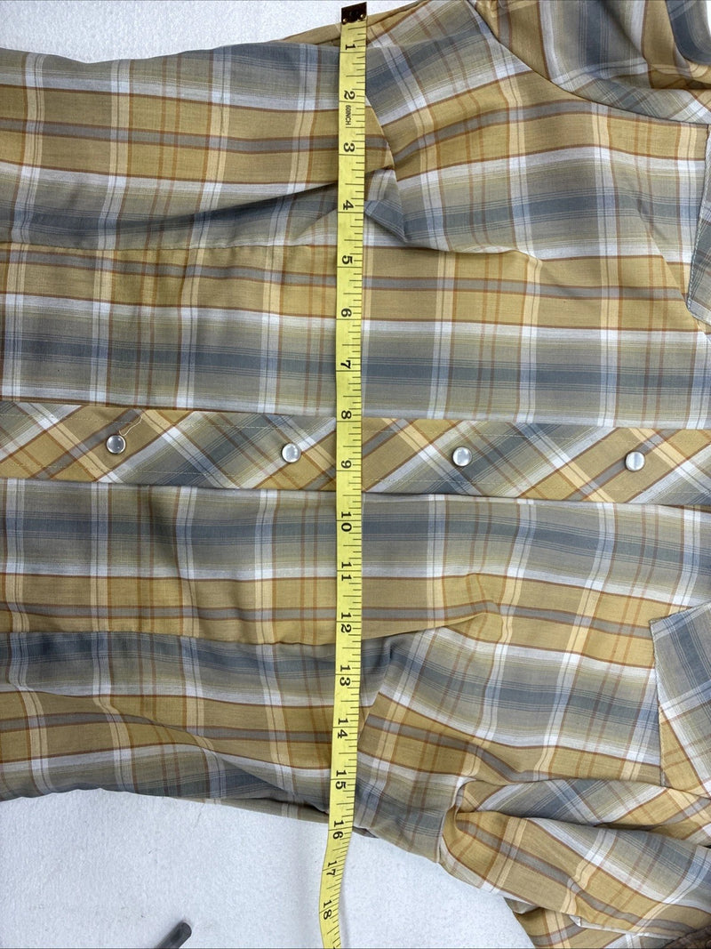 New Women’s Champion Western Yellow Plaid Long Sleeve Pearl Snap Size 12 LL-109