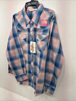 New Women’s Cumberland Pink Blue Plaid Long Sleeve Pearl Snap 1XL Plus GG-39
