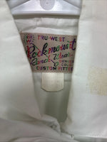 New Women’s Rockmount White Designed Short Sleeve Pearl Snap Size 0 YY-31