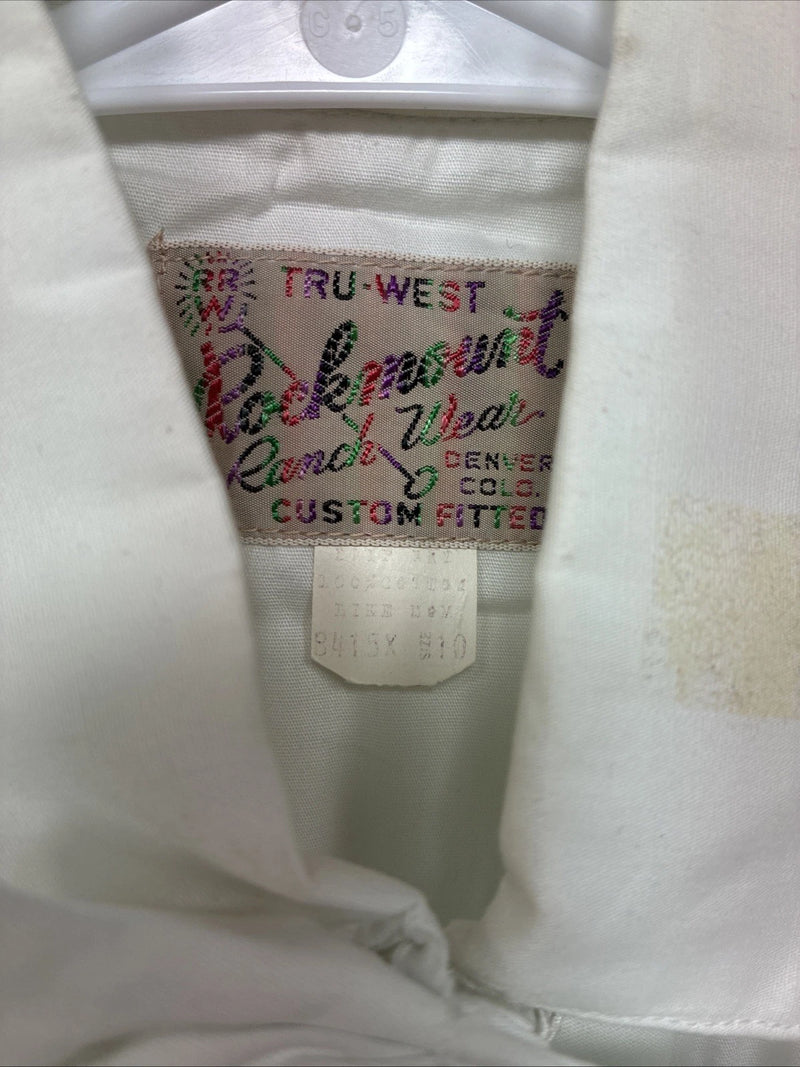 New Women’s Rockmount White Designed Short Sleeve Pearl Snap Size 0 YY-31