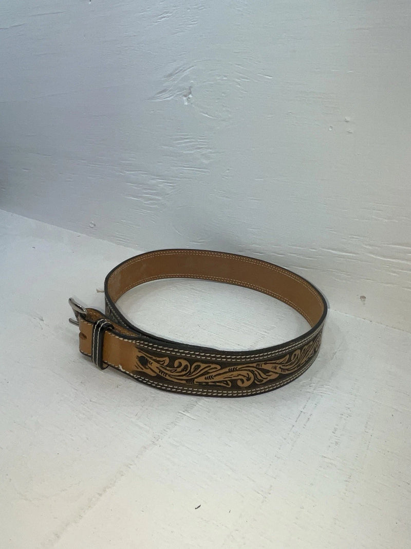 New Brown Genuine Leather Perkies Tooled 32” Belt #7512 NN-13 