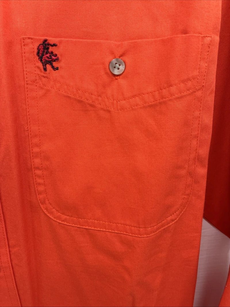 New Men’s Wrangler PBR Orange Long Sleeve Button Up Medium K-41