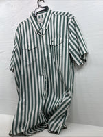 New Men’s Longhorn Teal Strip Short Sleeve Button Up 4XL E-51