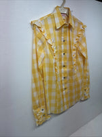 Be Women’s H Bar C Yellow Checker Long Sleeve Pearl Snap Size 30 LL-111
