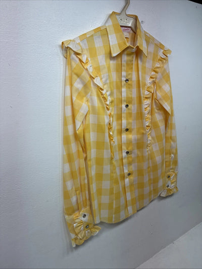 Be Women’s H Bar C Yellow Checker Long Sleeve Pearl Snap Size 30 LL-111