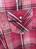 New Women’s Cumberland Pink Plaid Long Sleeve Pearl Snap Medium II-107