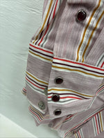 New Men’s Tem Tex Pink Multicolor Stripe Long Sleeve Pearl Snap 14.5 Small M-99