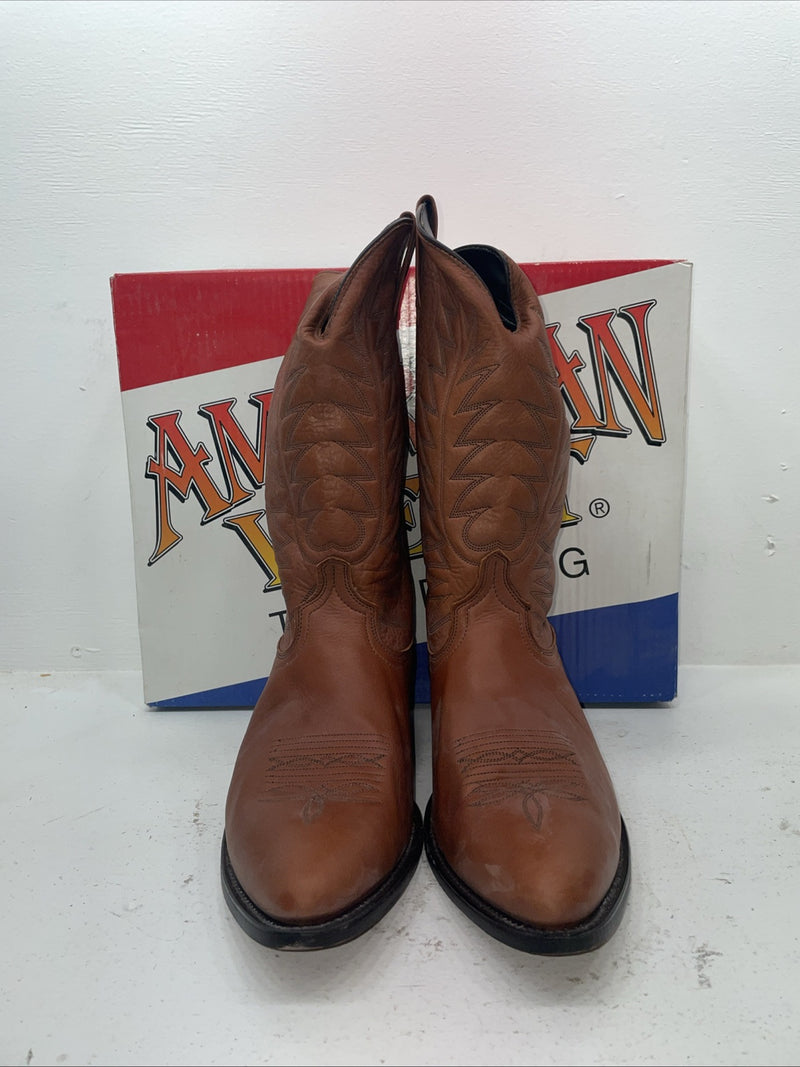 New Men’s Brown American West Cowboy Boots. 1126 14 D. 8-65