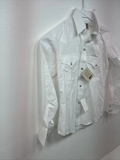 New Boys ELY Cattleman White Long Sleeve Pearl Snap Size 10 DD-80