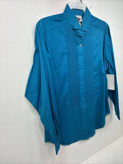 New Western Collection Blue Long Sleeve Button Up English Shirt Size 16 II-34