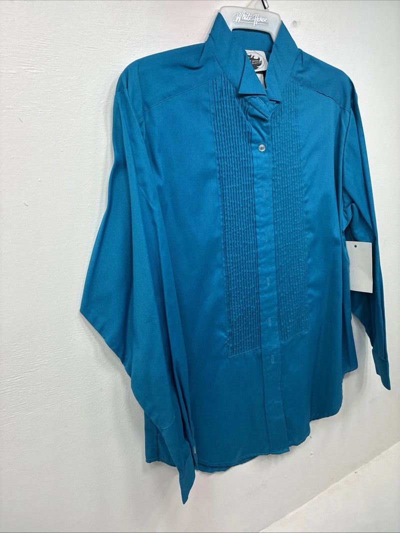 New Western Collection Blue Long Sleeve Button Up English Shirt Size 16 II-34