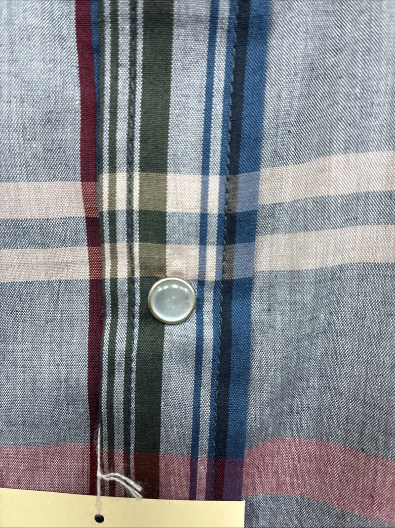 New Men’s ELY Cattleman Multicolor Plaid Short Sleeve Pearl Snap 16.5 Large Q-30