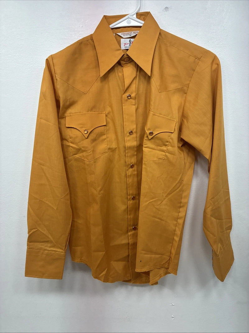 New Women’s Tem Tex Orange Long Sleeve Pearl Snap Size 14 LL-12