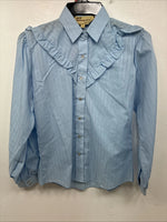 New Women’s ELY Champion Blue Long Sleeve Pearl Snap Size Small TT-135