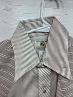 New Men’s Dickson Jenkins Brown stripe Short Sleeve Pearl Snap 14.5 Small AA-97