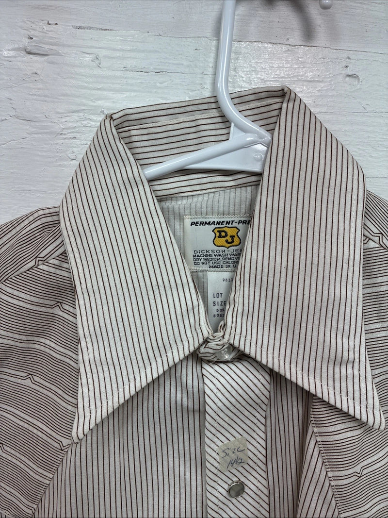 New Men’s Dickson Jenkins Brown stripe Short Sleeve Pearl Snap 14.5 Small AA-97