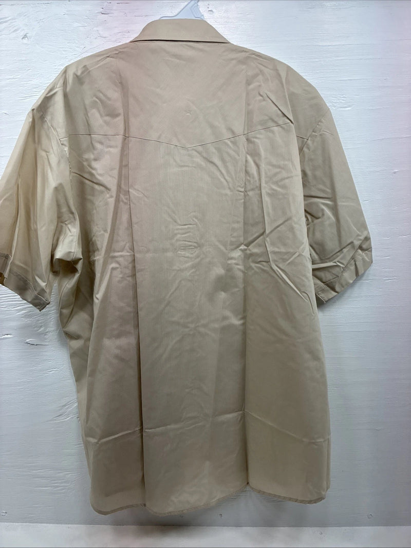 New Men’s ELY Cattleman Tan Short Sleeve Pearl Snap 18.5  2XL H-69