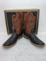 New Youth Brown DBL Barrel Cowboy Boots. 4475202 5. 2-96