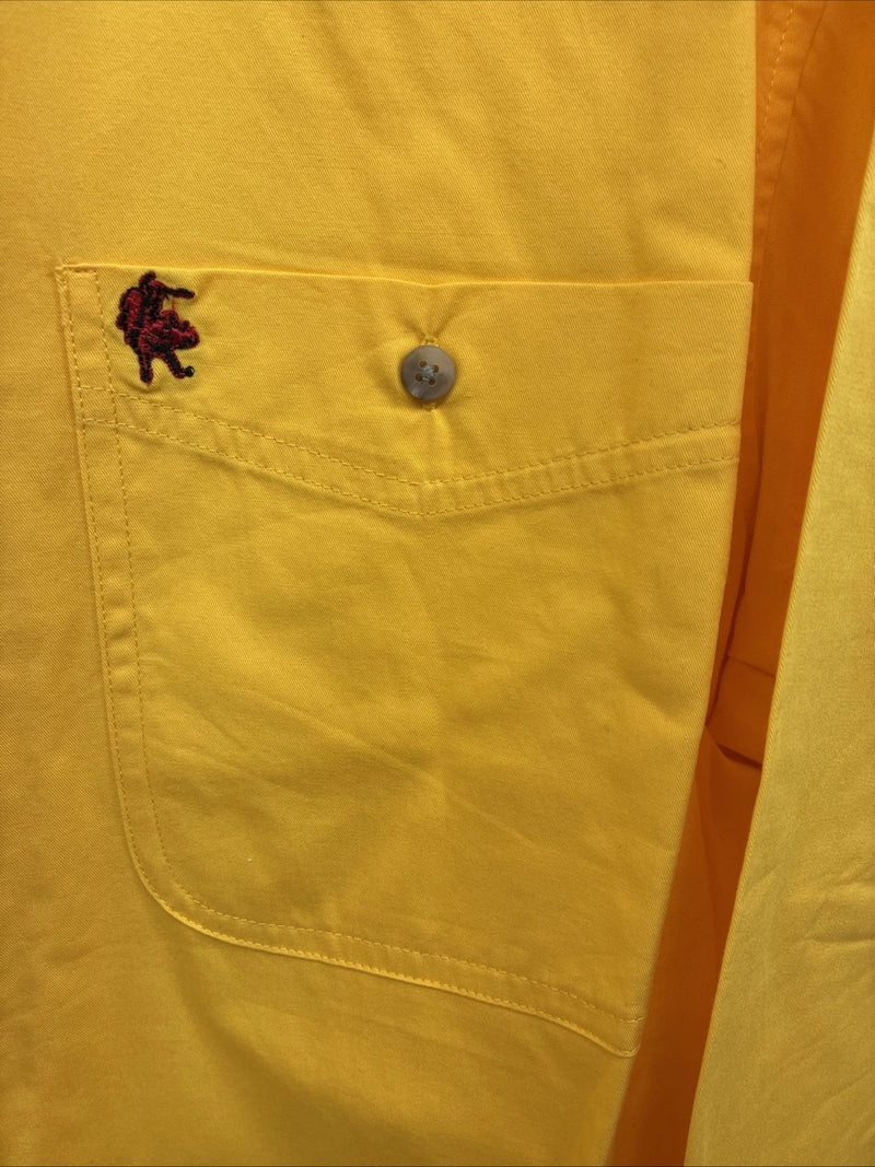 New Men’s Wrangler PBR Yellow Jean Design Long Sleeve Button Up XL O-46