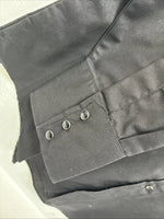 New Men’s ELY Cattleman Black Simple Long Sleeve Pearl Snap 17 XL O-44