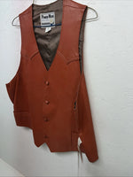 New Men’s Orange Leather Pioneer Wear Vest 46 #10291 L-603