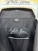 New Women’s White Horse Black Design Long Sleeve Pearl Snap Medium LL-87