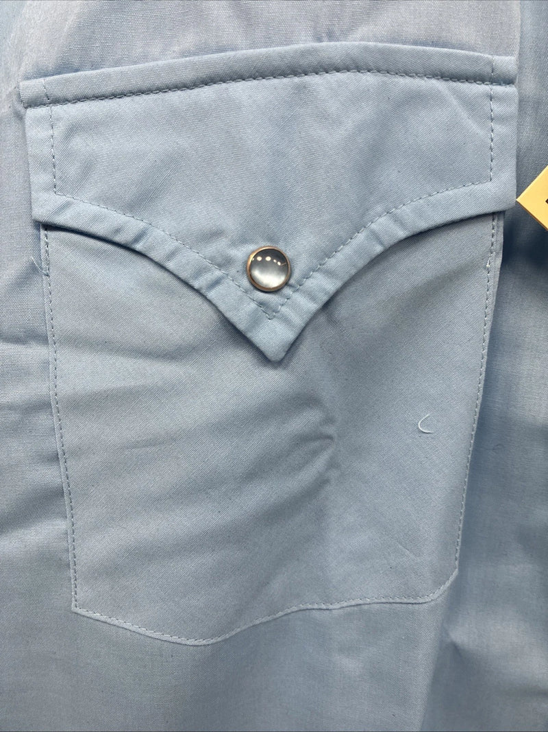 New Men’s ELY Cattleman Western Blue Short Sleeve Pearl Snap 16.5 Large X-18