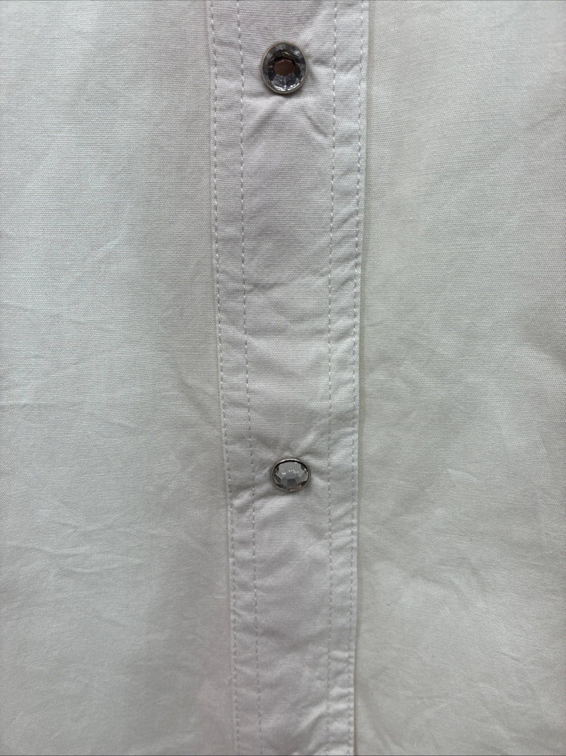 New Women’s Cumberland White Gem Long Sleeve Pearl Snap Size XL KK-84