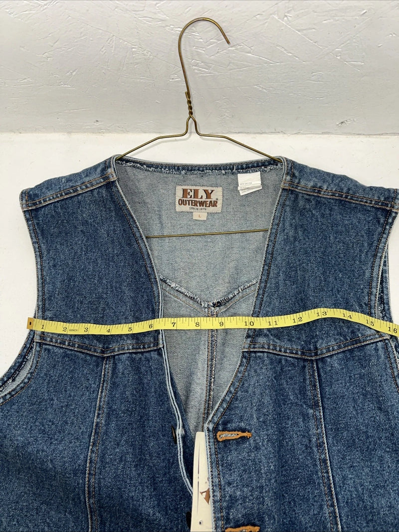 New Mens ELY Cattleman Jean Jacket Tank top Large #241104 QQ-11