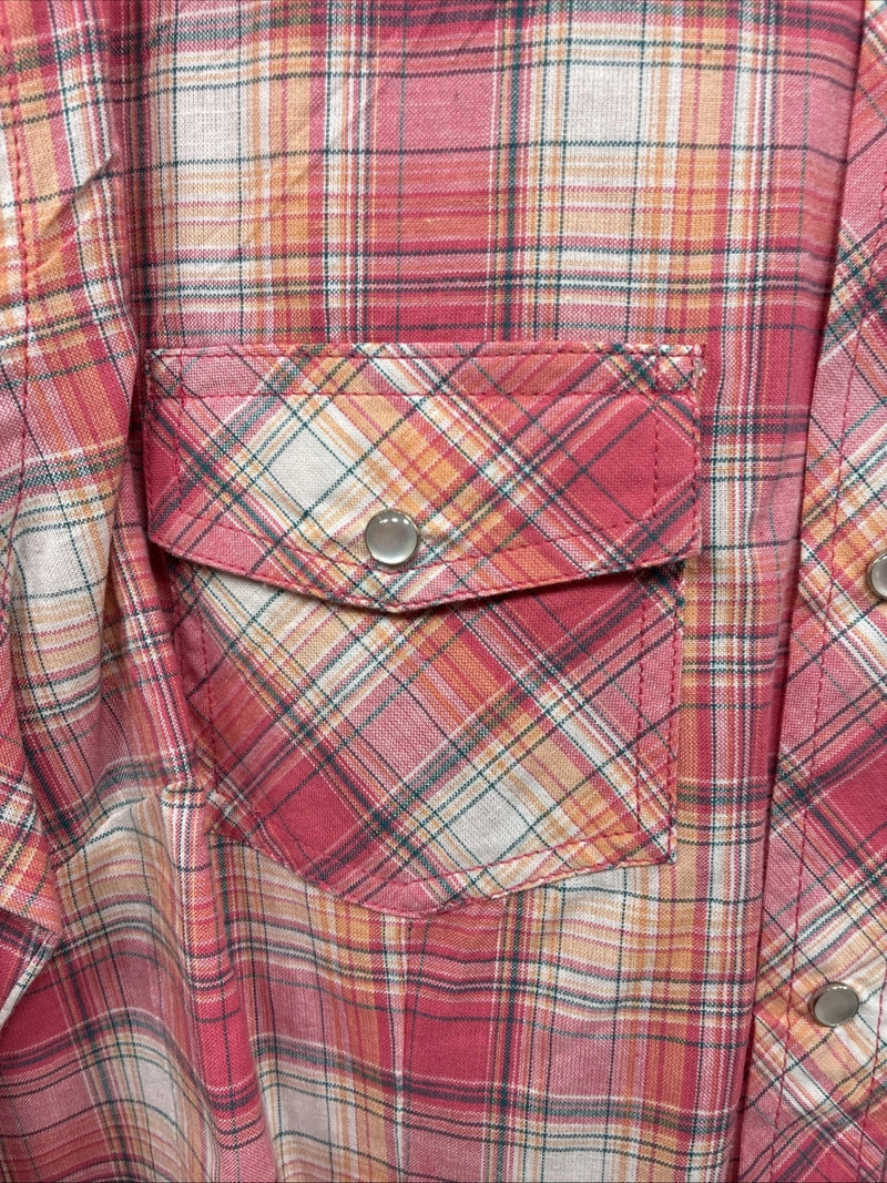 New Women’s Cumberland Pink Plaid Long Sleeve Pearl Snap Medium DD-26