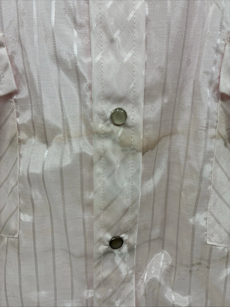 New Men’s ELY Cattleman Pink Stripe Short Sleeve Pearl Snap 19 3XL H-39