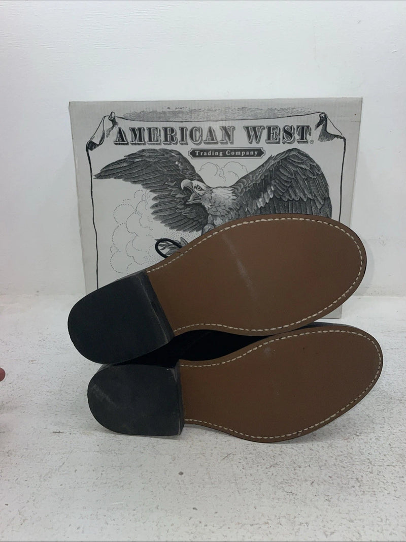 New Men’s Black Lace Up American West Cowboy Boots. 6991 7.5 7 1/2 E W. 1-74