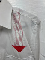 New Men’s Karman White Red Design Long Sleeve Pearl Snap 15 Medium M-83