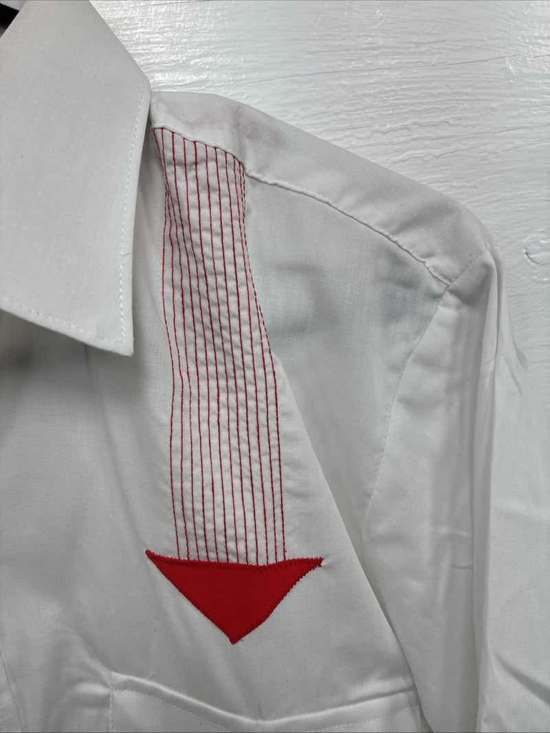 New Men’s Karman White Red Design Long Sleeve Pearl Snap 15 Medium M-83