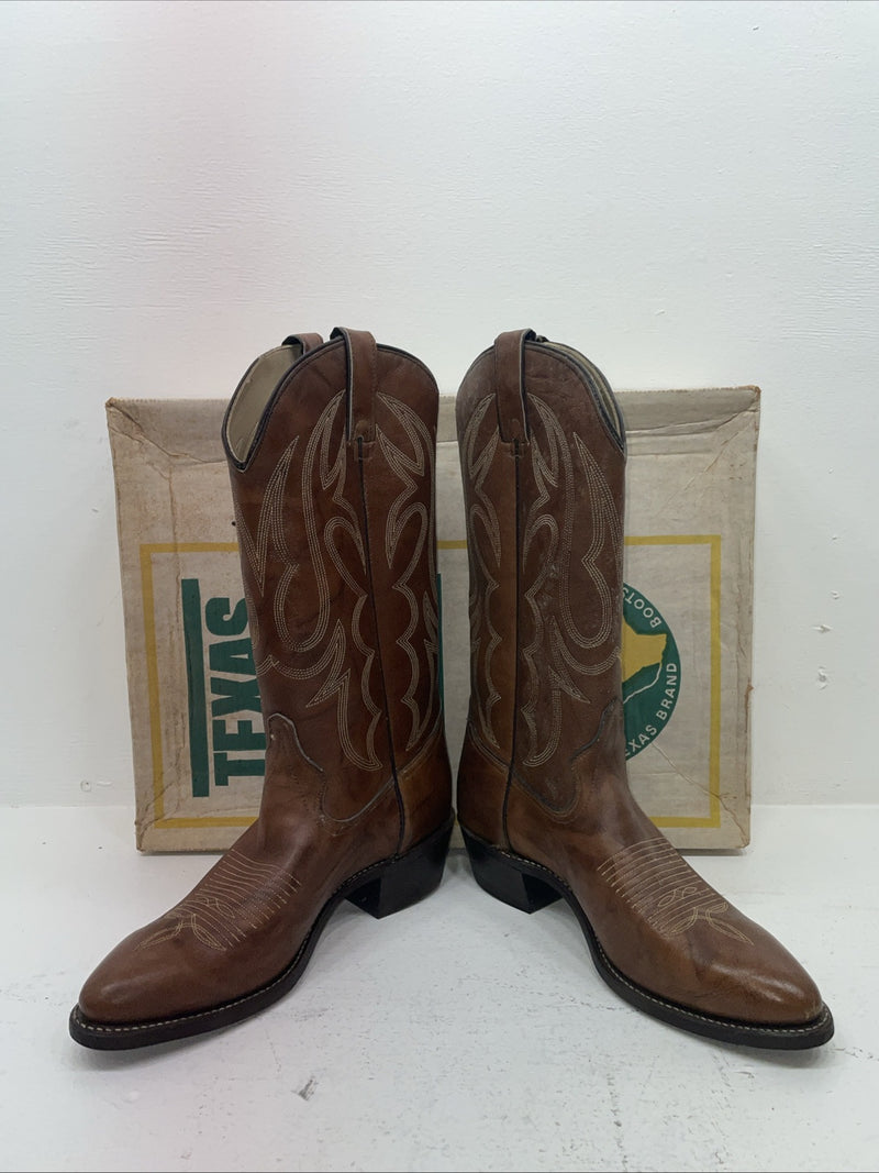 New Men’s Brown Texas Brand Cowboy Boots. 7311 10 D. 6-43