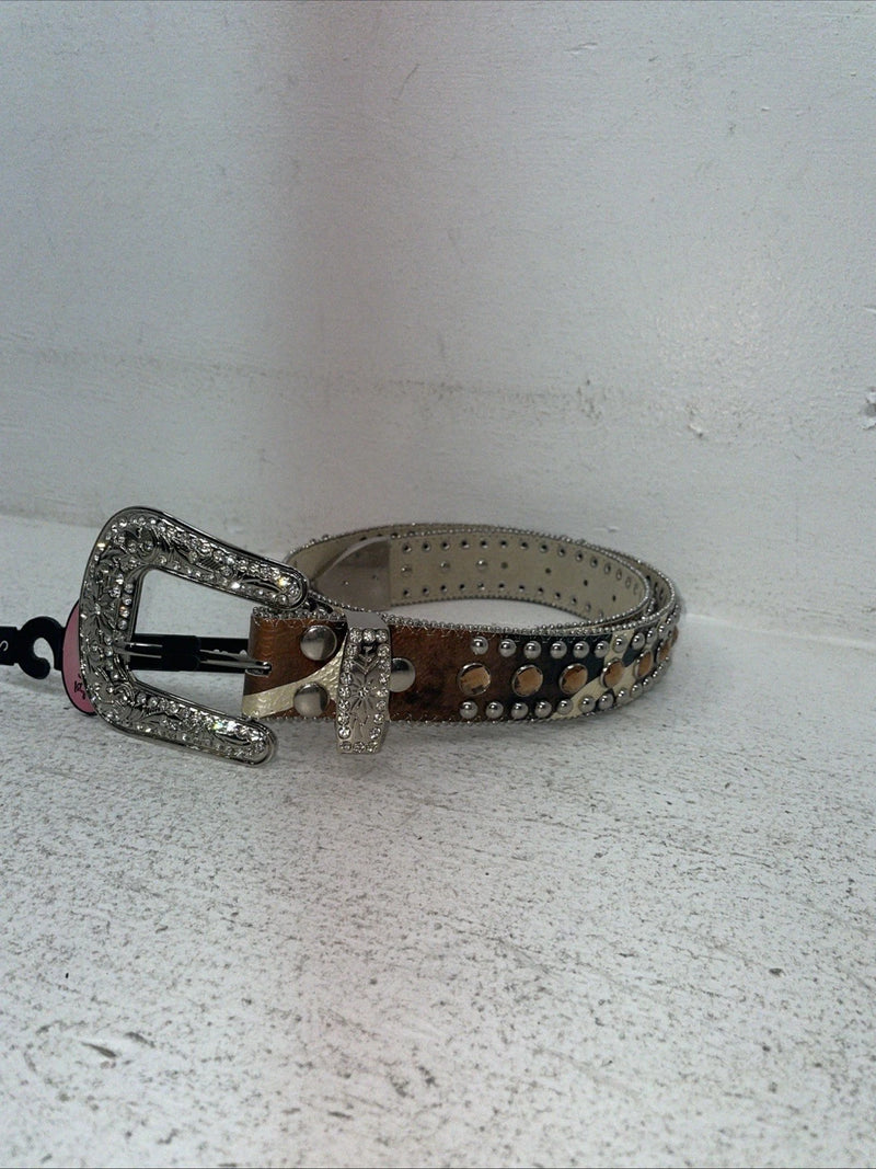 New Cow Print Genuine Leather Blazin Roxx Bling S Belt #N3510602 Z-28