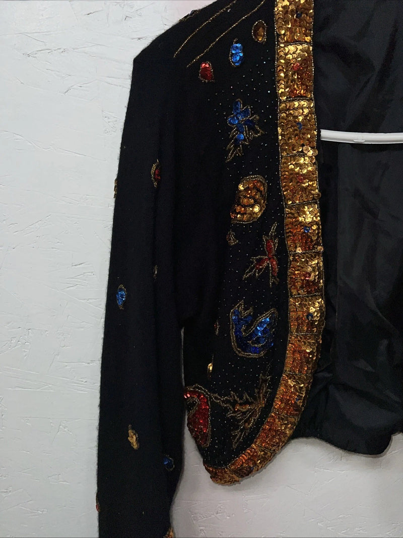 New Women’s Black I Did It Short Jacket With Beads Small UU-68