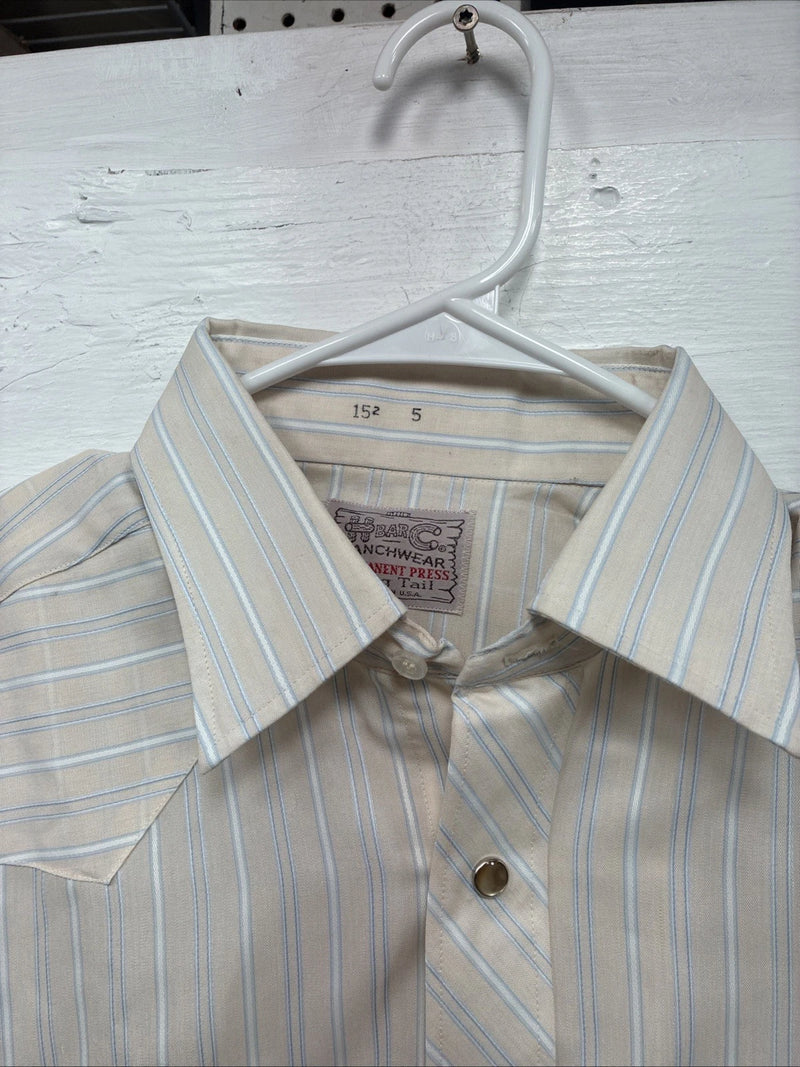 New Men’s H Bar C Multicolor Stripe Long Sleeve Pearl Snap 15.5 Medium K-95