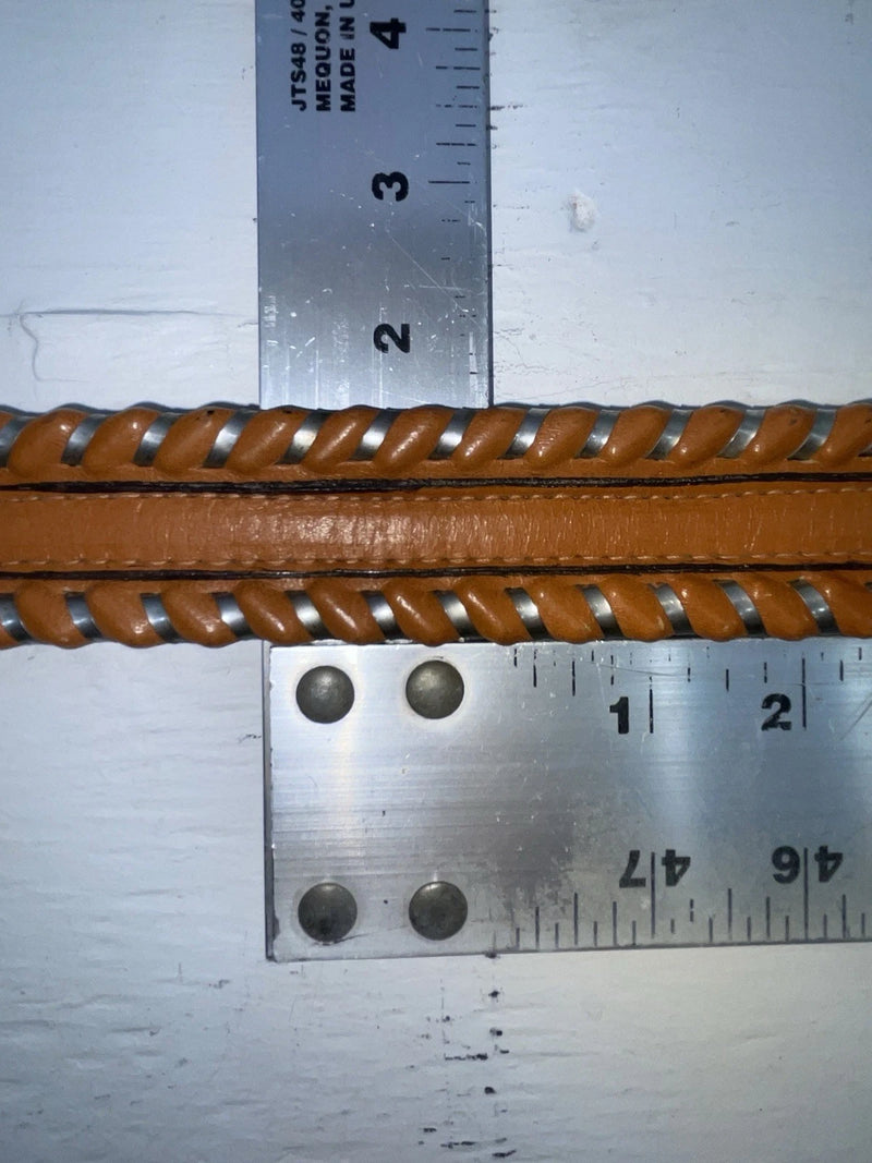 New Brown Genuine Leather Circle Y Weaved 28” Belt #8398 JJ-124