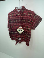 New Women’s Red Aztec Cumberland Outfitters Short Sleeve Button Up Shirt 3B-103