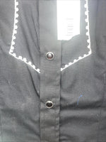 New Men’s White Horse Black Long Sleeve Pearl Snap Medium B-101