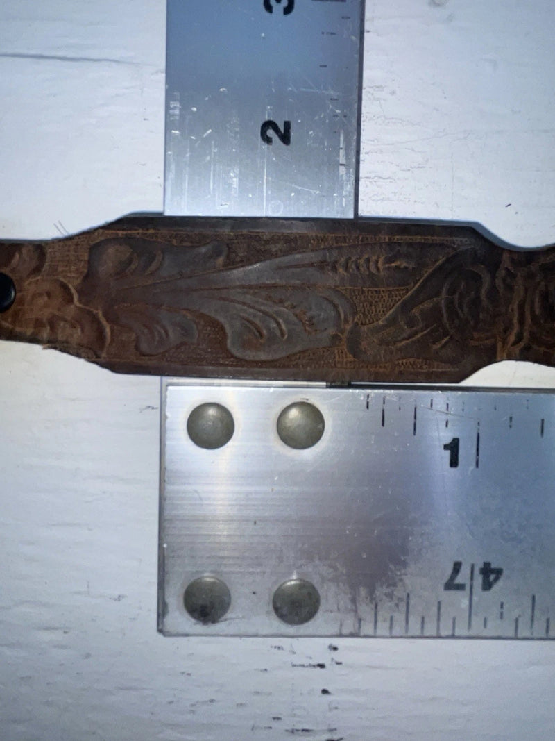 New Brown Genuine Leather Tooled And Silver Pendent 28” Belt #5721 NN-15