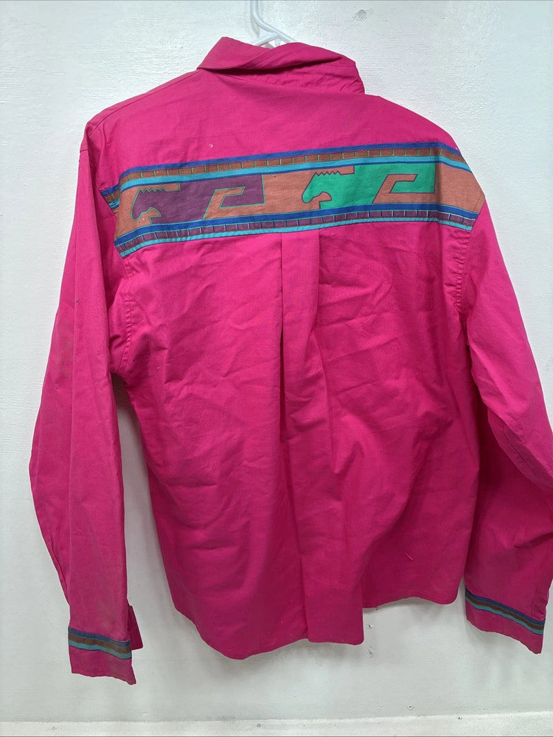 New Women’s Pink Design Long Sleeve Button Up XL TT-3
