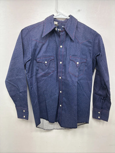 New Kids Tem Tex Blue Jean Long Sleeve Pearl Snap Size 12 LL-3